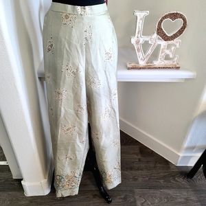 Mint green floral pants